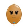 Lateksowe Balony brązowy z nadru. twarz żeńska 6" - 15 cm / 50 szt.