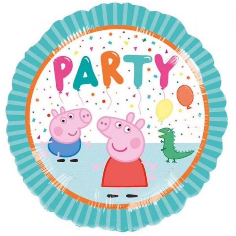 Foliowe Balony kolorowe z napisem "Party"(Peppa Pig). 18"- 46 cm / 1 szt.