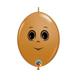 Lateksowe Balony brązowy z nadru. twarz męska 6" - 15 cm / 50 szt.