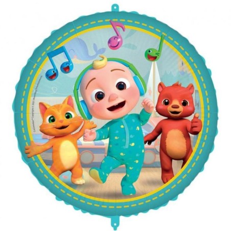 Foliowe Balony kolorowe z nadrukiem Cocomelon. 18"- 46 cm / 1 szt.