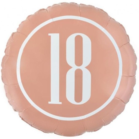 Foliowe Balony różowo-złoty z napisem "18". 18"- 46 cm / 1 szt.