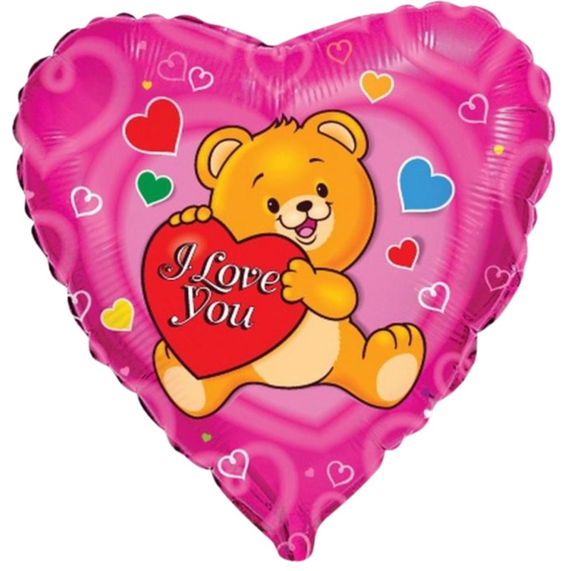 Foliowe Balony kolorowe z napisem "I love you"(Serca). 18"- 46 cm / 1 szt.
