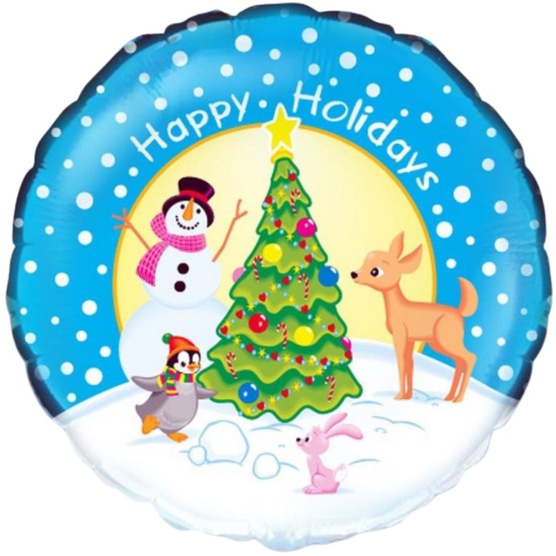 Foliowe Balony kolorowe z napisem "Happy Holiday"(Ckoinka). 18"- 46 cm / 1 szt.(pakowany)