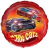 Foliowe Balony czerwone z napisem "Hot Cars"(Samochody). 18"- 46 cm / 1 szt.(pakowany)