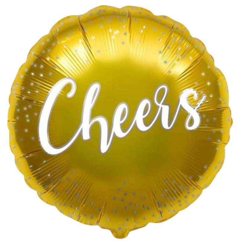 Foliowe Balony złote z napisem "Cheers"(Gwiazdki). 18"- 46 cm / 1 szt.