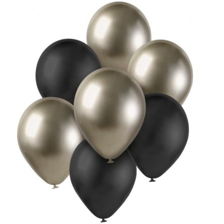 Lateksowe Balony beżowo-czarne. 12"- 30 cm / 7 szt.