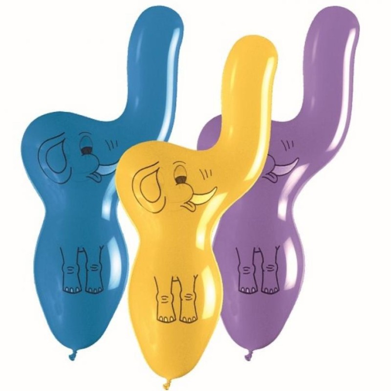 Lateksowe Balony kolorowe w kształcie Słonia. 36"- 91 cm / 3 szt.
