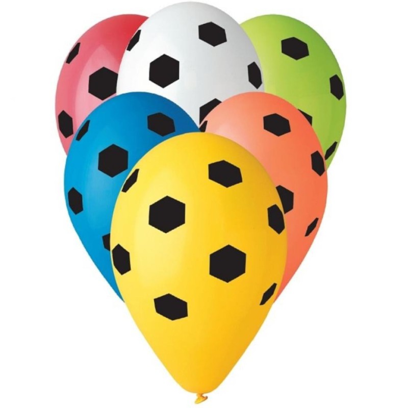 Lateksowe Balony kolorowe w kształcie Piłki nożnej 12"- 30 cm / 5 szt.