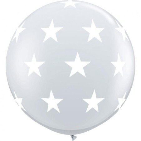 Lateksowe Balony przezroczyste z nadrukiem Gwiazdki 36"- 91 cm / 2 szt.