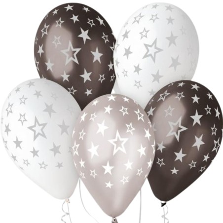 Lateksowe Balony kolorowe z nadru. "Gwiazdy". 13"- 30 cm / 6 szt.