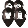 Lateksowe Balony czarne z nadru. "Duchy". 13"- 30 cm / 5 szt.