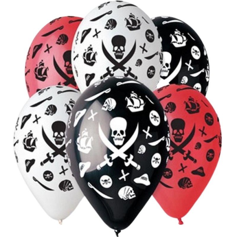 Lateksowe Balony kolorowe z nadru. "Pirat". 12"- 30 cm / 5 szt.