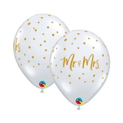 Lateksowe Balony przezroczyste z napis. "MR. & MRS. " 11" - 28 cm / 25 szt.