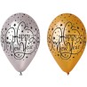 Lateksowe Balony złote i srebrne z napis. "Happy New Year". 12"- 30 cm / 25 szt.