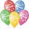 Lateksowe Balony kolorowe z napis. "Happy Birthday". 12" - 30 cm / 5 szt.