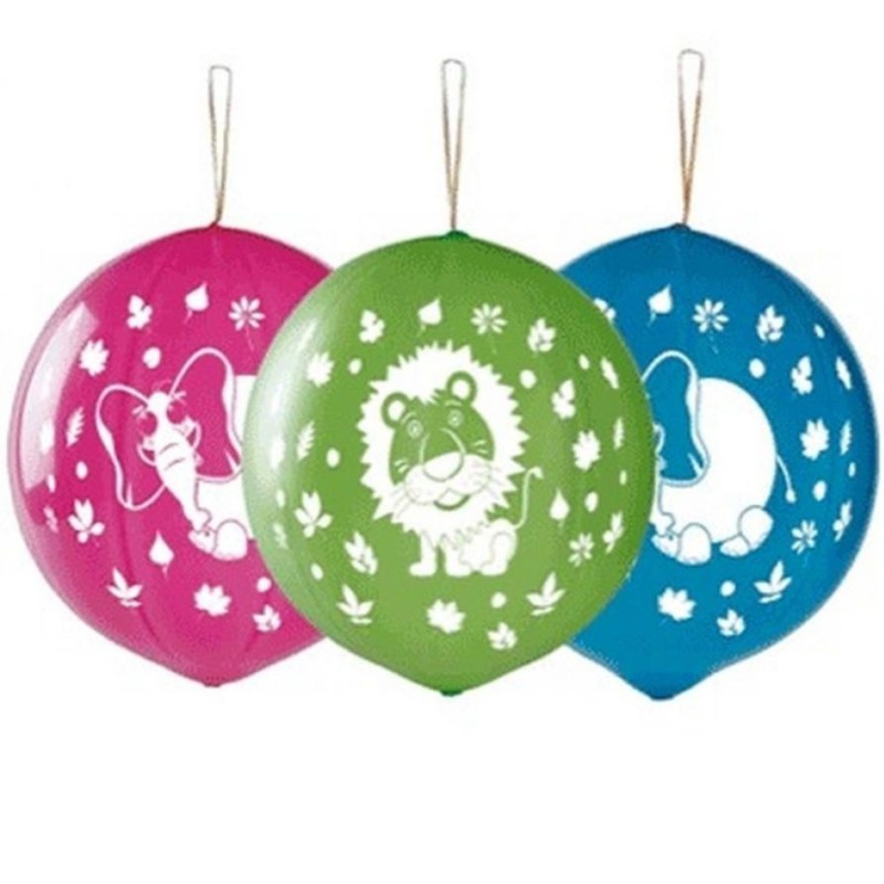 Lateksowe Balony kolorowe z nadru. "Dżungla" / 3 szt.(piłki z gumką)