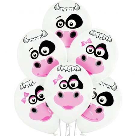 Lateksowe Balony kolorowe z nadru. "Krówka". 12" - 30 cm / 6 szt.