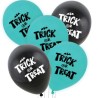 Lateksowe Balony czarno-zielone z napis. "Trick Or Treat". 12" - 30 cm / 5 szt.