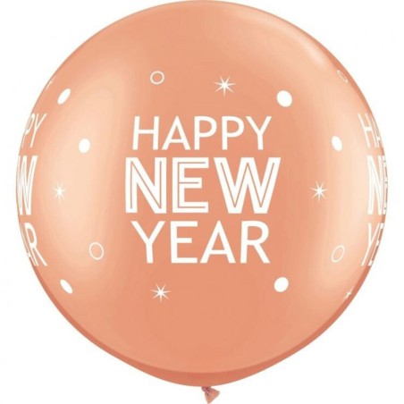 Lateksowe Balony różowo-złoty z napis. "Happy new year". 30" - 76 cm / 2 szt.