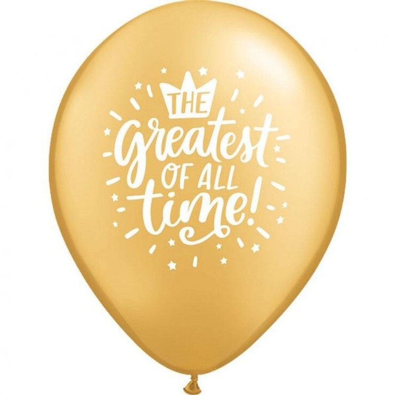 Lateksowe Balony złote z napis. "The Greatest Of All Time" 11" - 28 cm / 25 szt.