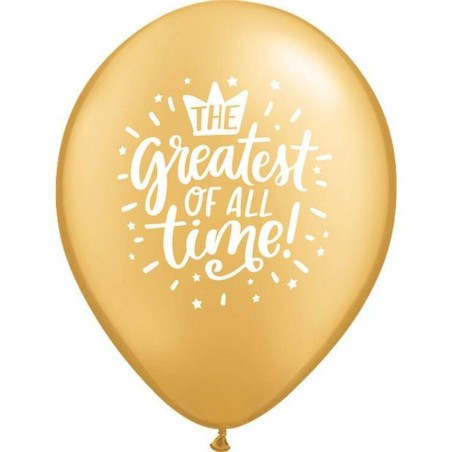 Lateksowe Balony złote z napis. "The Greatest Of All Time" 11" - 28 cm / 25 szt.