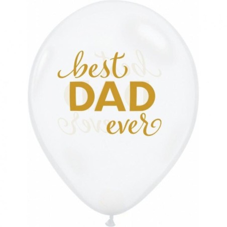 Lateksowe Balony przezroczysty z napis. "Best Dad ever" 11" - 28 cm / 25 szt.