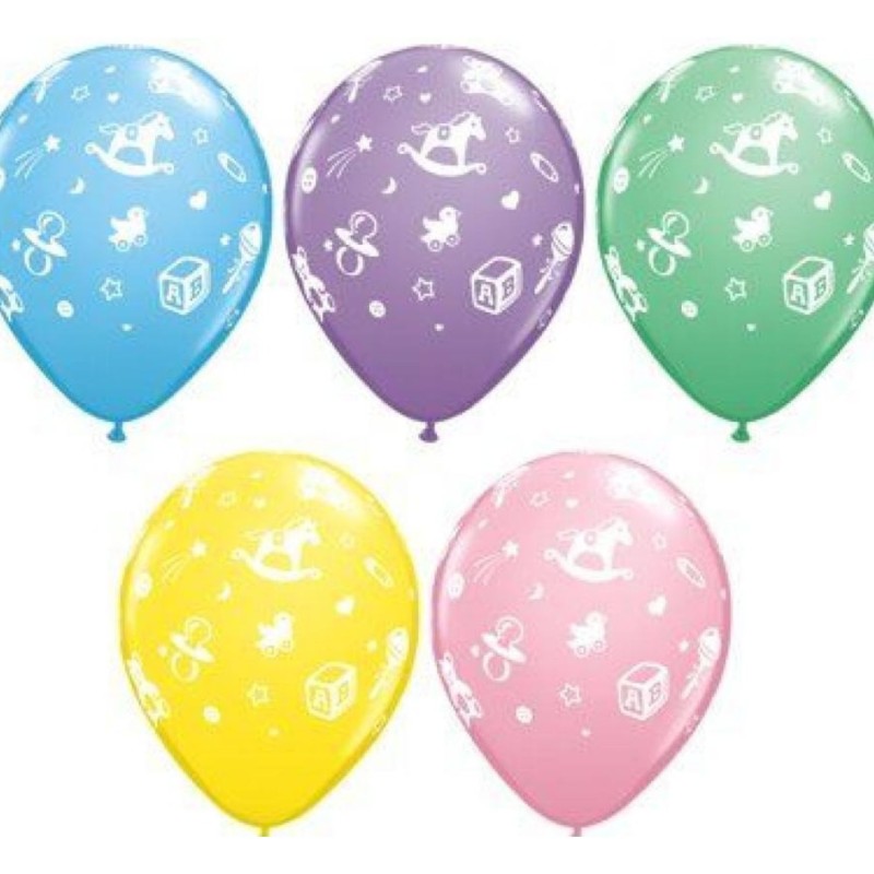 Lateksowe Balony kolorowe z nadru. Zabaweczki 11" - 28 cm / 25 szt.