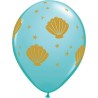 Lateksowe Balony niebieskie z nadru. Sea Shell 11" - 28 cm / 6 szt.