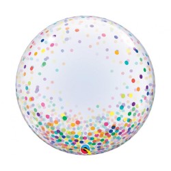 Foliowy balon przezroczysty w kolorowe grochy 24" - 61 cm. 1 szt.