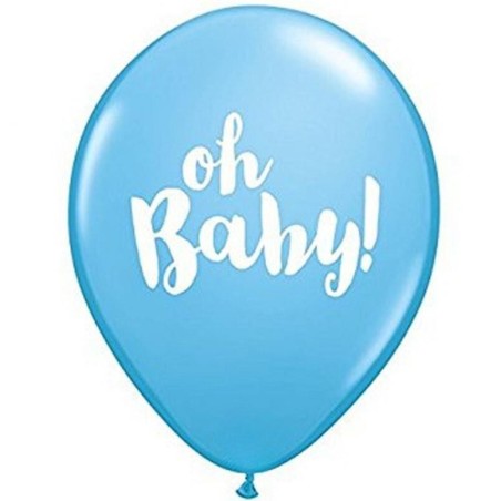 Lateksowe Balony niebieskie z napis. "OH BABY" 11" - 28 cm / 25 szt.