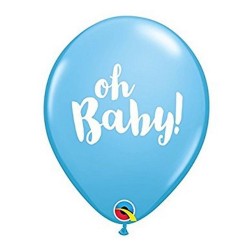 Lateksowe Balony niebieskie z napis. "OH BABY" 11" - 28 cm / 25 szt.