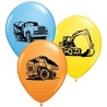 Lateksowe Balony kolorowe z nadru. Koparka i inne pojazdy 11" - 28 cm / 25 szt.