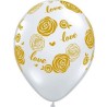 Lateksowe Balony przezroczyste z nadru. kwiaty i serca 11" - 28 cm / 25 szt.
