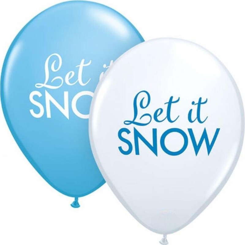 Lateksowe Balony kolorowe z napis. "Let it snow" 11" - 28 cm / 25 szt.