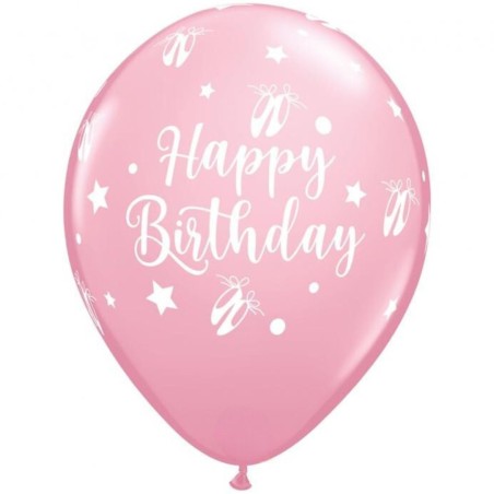 Lateksowe Balony różowe z napis. "Happy Birthday" 11" - 28 cm / 6 szt.