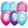 Balon QL 11" z nadr. "Frozen Happy Birthday ", pastel mix specjalny / 25 szt.