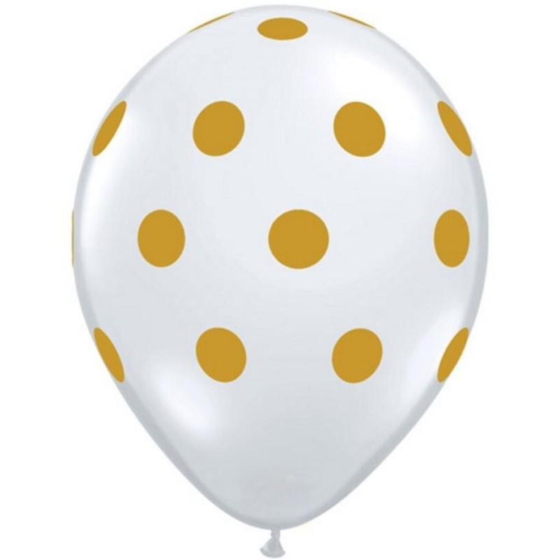 Lateksowe Balony biały z nadru. Duże Grochy 11" - 28 cm / 25 szt.