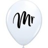 Lateksowe Balony biały z napis. "Mr." 11" - 28 cm / 25 szt.