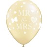 Lateksowe Balony beżowe z napis. "MR. & MRS. " 11" - 28 cm / 25 szt.