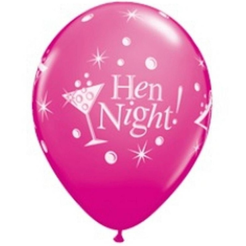 Lateksowe Balony różowe z napis. "Hen Night" 11" - 28 cm / 6 szt.