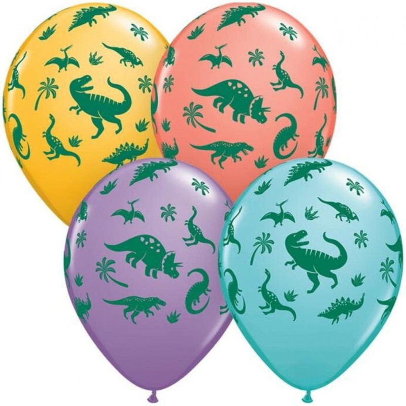 Lateksowe Balony kolorowe z nadru. Dinosaurs 11" - 28 cm / 25 szt.