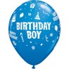 Lateksowe Balony niebieski z nadru. Birthday Boy 11" - 28 cm / 6 szt.