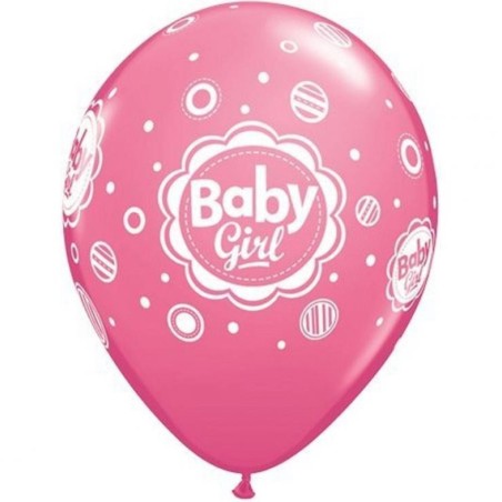 Lateksowe Balony różowy z napis. "Baby Girl" 11" - 28 cm / 6 szt.
