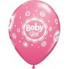 Lateksowe Balony różowy z napis. "Baby Girl" 11" - 28 cm / 6 szt.