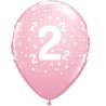 Lateksowe Balony różowy z napis. "2" 11" - 28 cm / 6 szt.