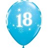 Lateksowe Balony niebieskie z napis. "18" 11" - 28 cm / 6 szt.