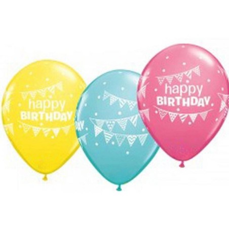 Lateksowe Balony kolorowy z napis. "Happy Birthday" 11" - 28 cm / 25 szt.