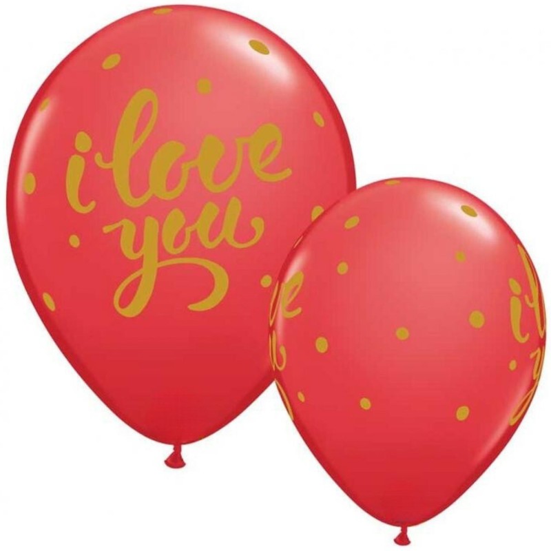 Lateksowe Balony czerwony z napis. "I Love You" 11" - 28 cm / 25 szt.