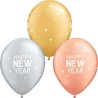 Lateksowe Balony kolorowe z napis. "Happy new year" 11" - 28 cm / 25 szt.