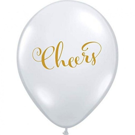 Lateksowe Balony przezroczyste z napis. "Cheers" 11" - 28 cm / 25 szt.